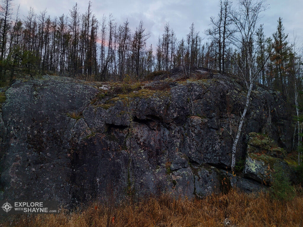 A rock wall, close to where we saw the wolverine on the way in.